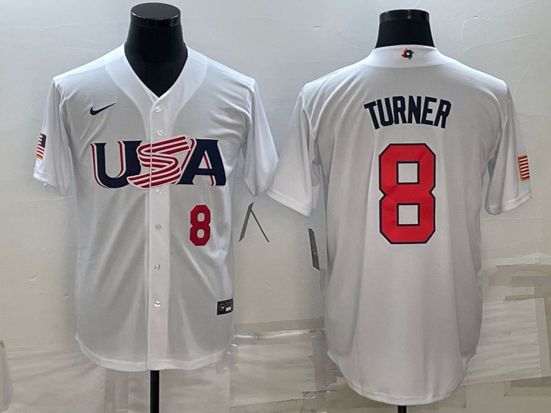 Men 2023 World Cub USA #8 Turner White Nike MLB Jersey7